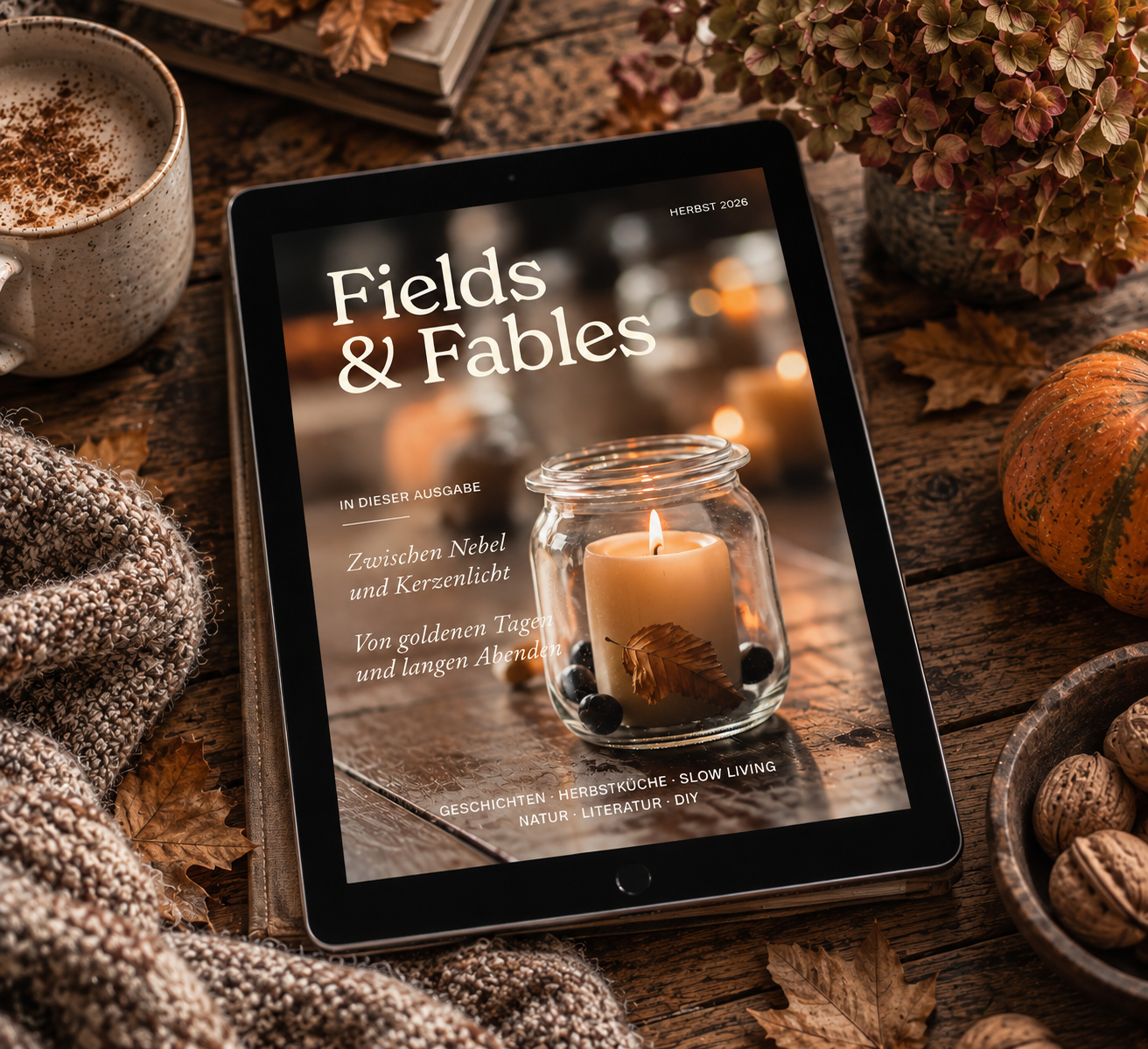 KI-generiert und redaktionell bearbeitet von Fields & Fables, Inhaltsseite aus dem Herbstjournal 2026
