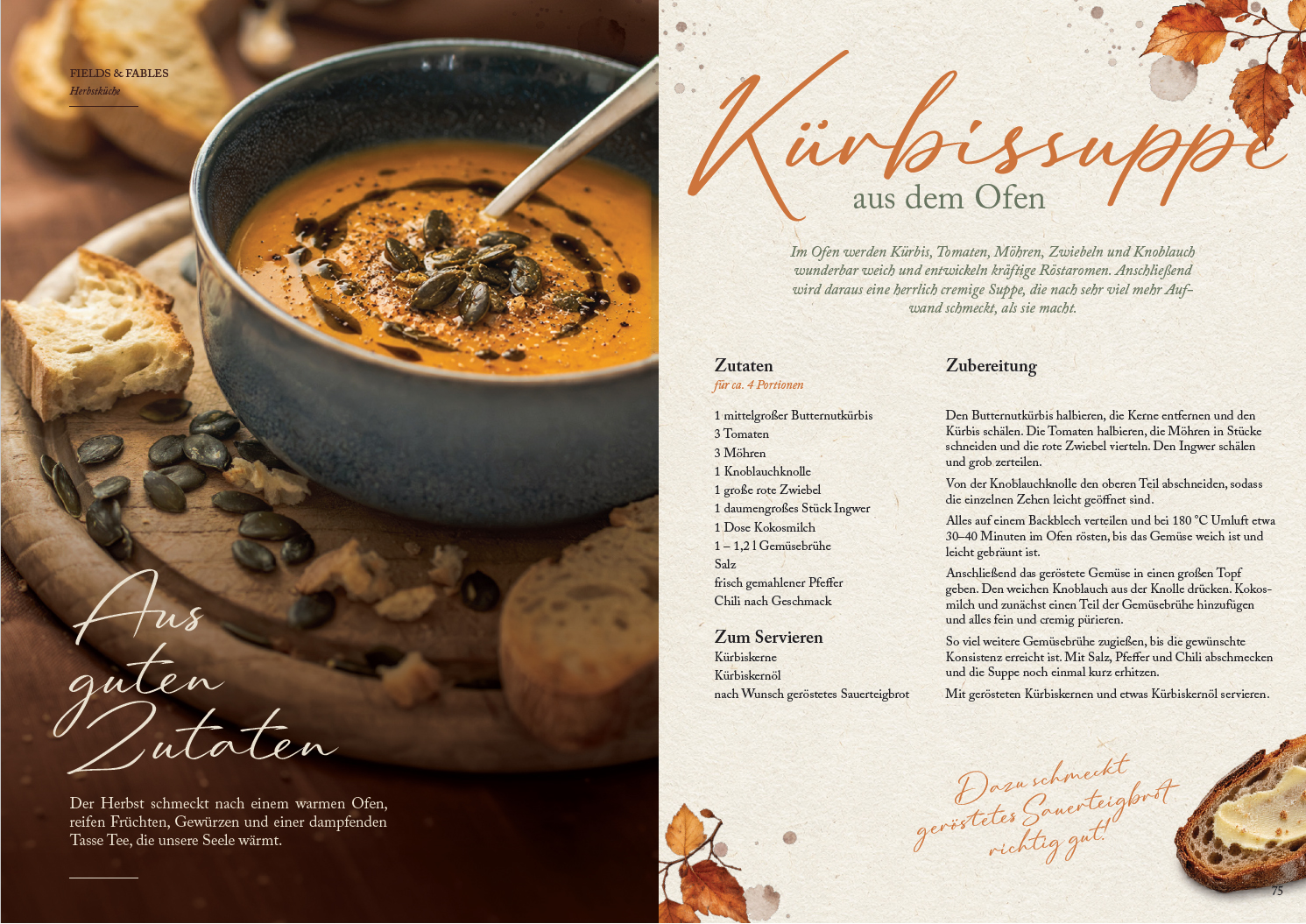 Rezept Kürbissuppe, Inhaltsseite aus dem Herbstjournal 2026