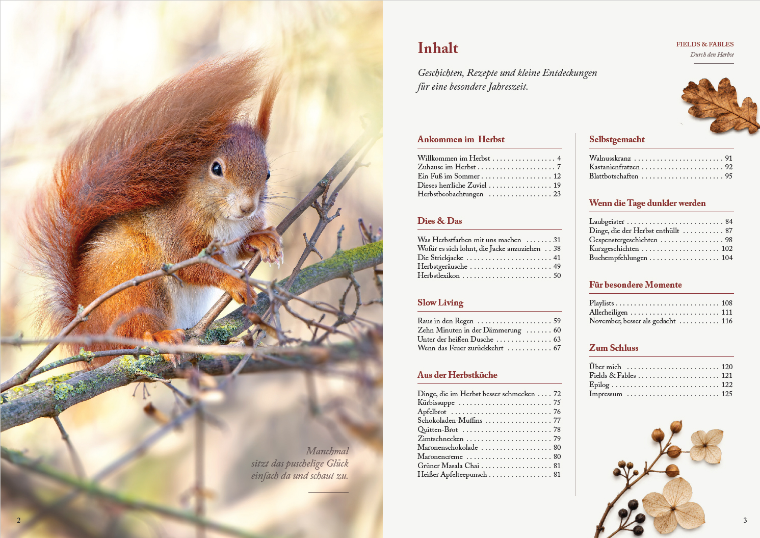 Inhaltsverzeichnis, Inhaltsseite aus dem Herbstjournal 2026